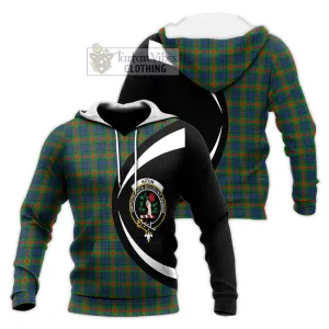 Aiton Tartan Knitted Hoodie with Family Crest Circle Style