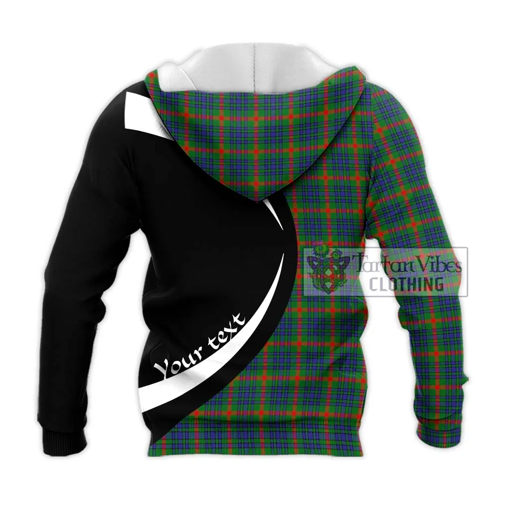 Aiton Tartan Knitted Hoodie with Family Crest Circle Style