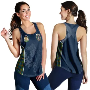 Aiton Tartan Women's Racerback Tanks with Family Crest and Scottish Thistle Vibes Sport Style