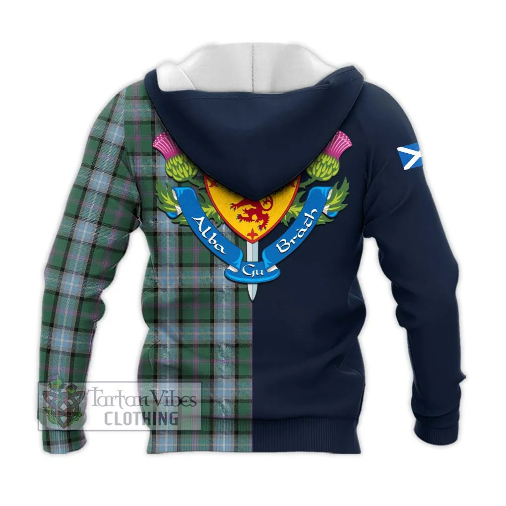 Alexander of Menstry Hunting Tartan Knitted Hoodie Alba with Scottish Lion Royal Arm Half Style