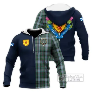 Alexander of Menstry Hunting Tartan Knitted Hoodie Alba with Scottish Lion Royal Arm Half Style