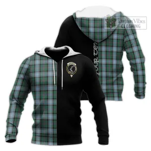 Alexander of Menstry Hunting Tartan Knitted Hoodie with Family Crest and Half Of Me Style