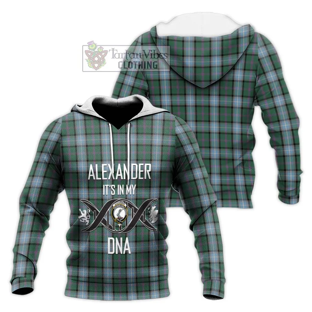 Alexander of Menstry Hunting Tartan Knitted Hoodie with Family Crest DNA In Me Style