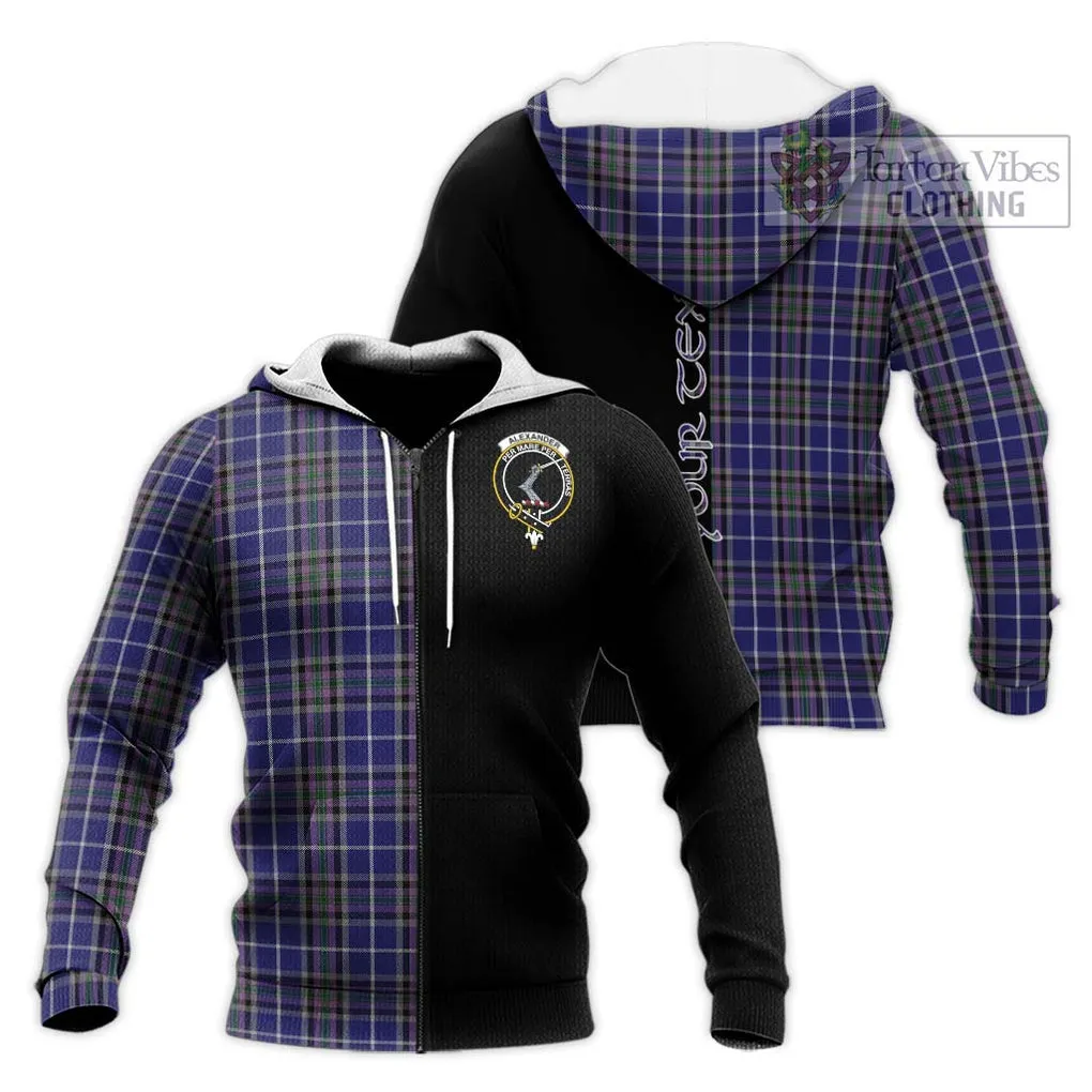 Alexander of Menstry Tartan Knitted Hoodie with Family Crest and Half Of Me Style