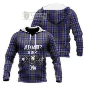 Alexander of Menstry Tartan Knitted Hoodie with Family Crest DNA In Me Style