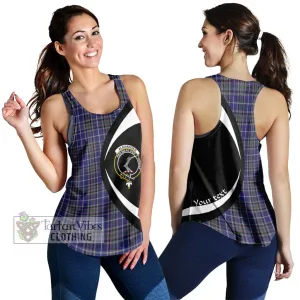 Alexander of Menstry Tartan Women's Racerback Tanks with Family Crest Circle Style