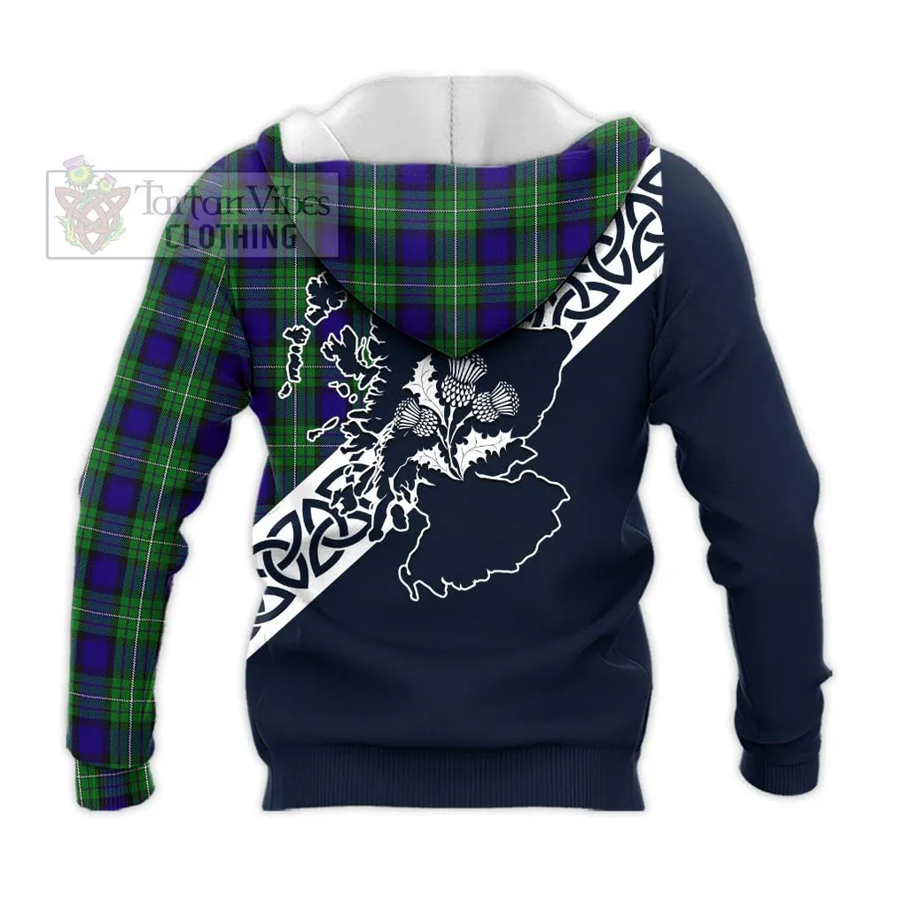 Alexander Tartan Knitted Hoodie Featuring Thistle and Scotland Map