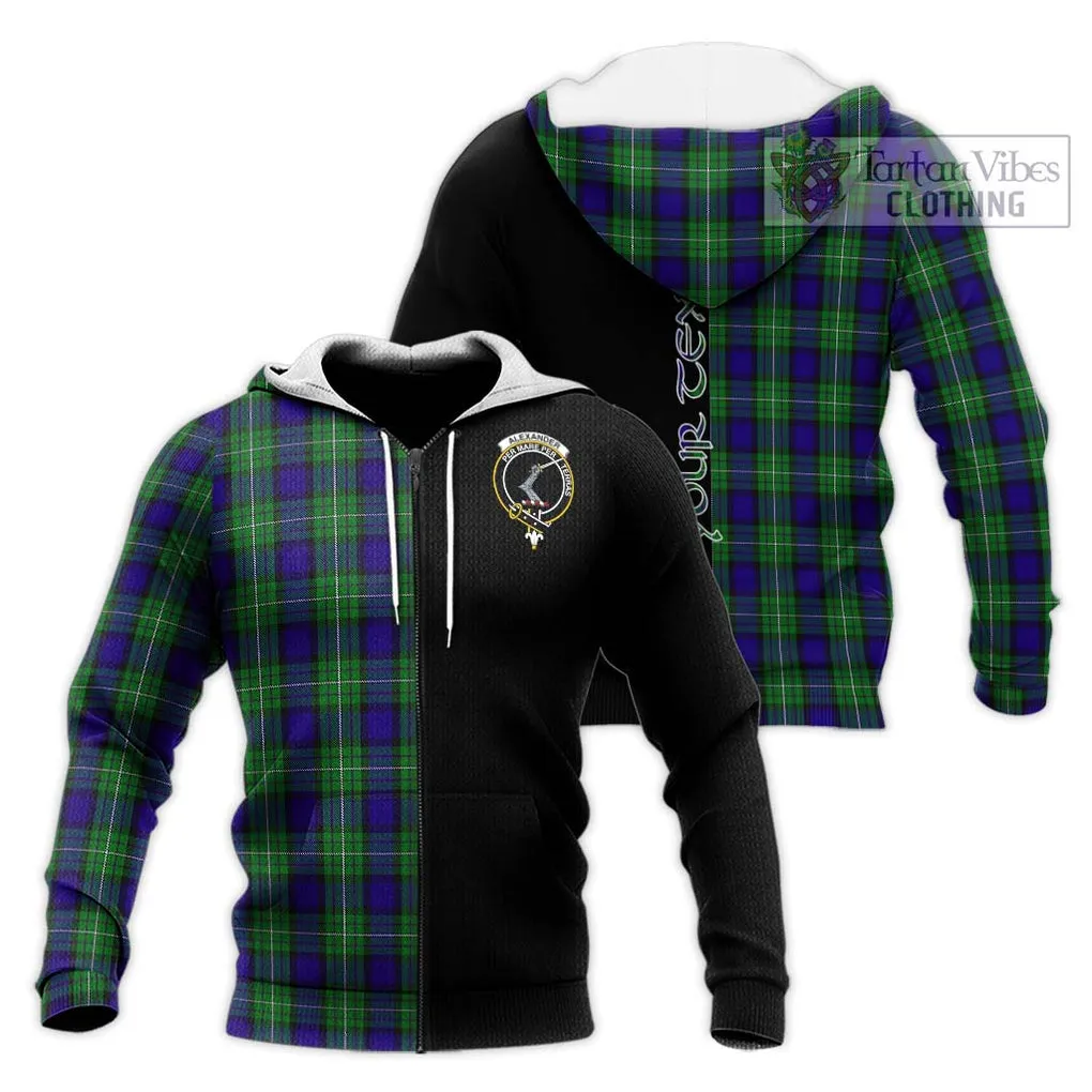 Alexander Tartan Knitted Hoodie with Family Crest and Half Of Me Style