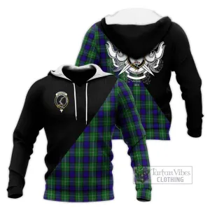 Alexander Tartan Knitted Hoodie with Family Crest and Military Logo Style