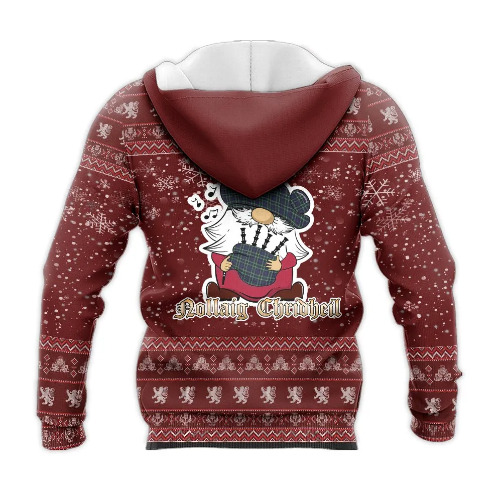 Allardice Clan Christmas Knitted Hoodie with Funny Gnome Playing Bagpipes