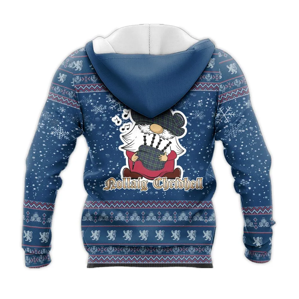 Allardice Clan Christmas Knitted Hoodie with Funny Gnome Playing Bagpipes