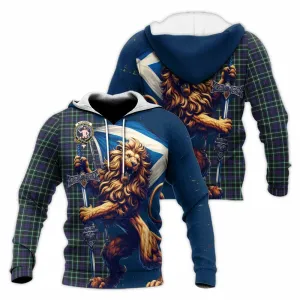 Allardice Tartan Family Crest Knitted Hoodie with Scottish Majestic Lion