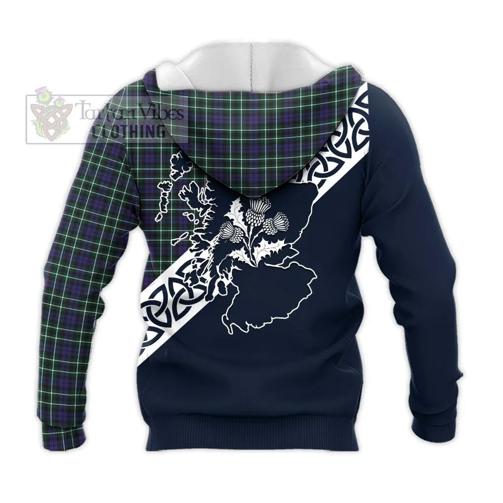 Allardice Tartan Knitted Hoodie Featuring Thistle and Scotland Map