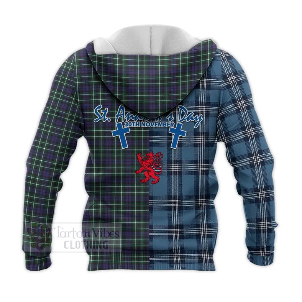 Allardice Tartan Knitted Hoodie Happy St. Andrew's Day Half Tartan Style