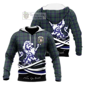 Allardice Tartan Knitted Hoodie with Alba Gu Brath Regal Lion Emblem