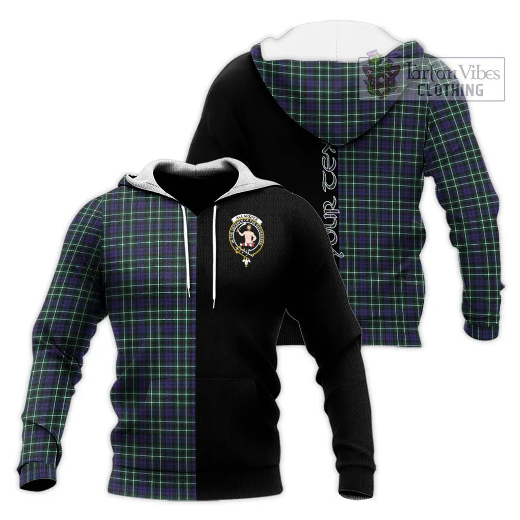 Allardice Tartan Knitted Hoodie with Family Crest and Half Of Me Style