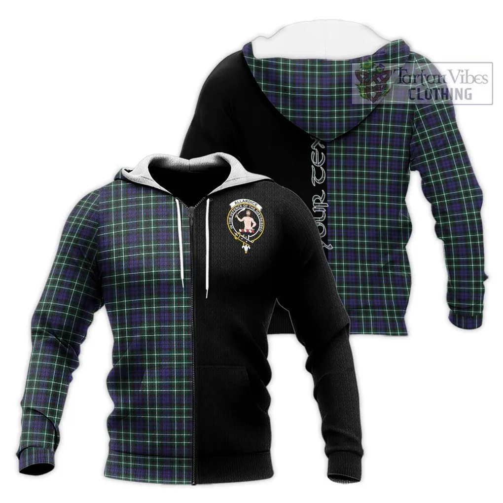 Allardice Tartan Knitted Hoodie with Family Crest and Half Of Me Style