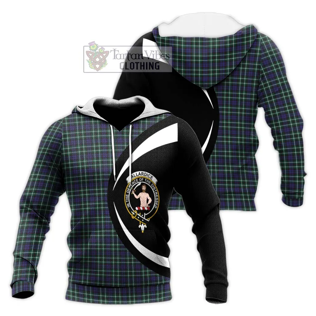 Allardice Tartan Knitted Hoodie with Family Crest Circle Style