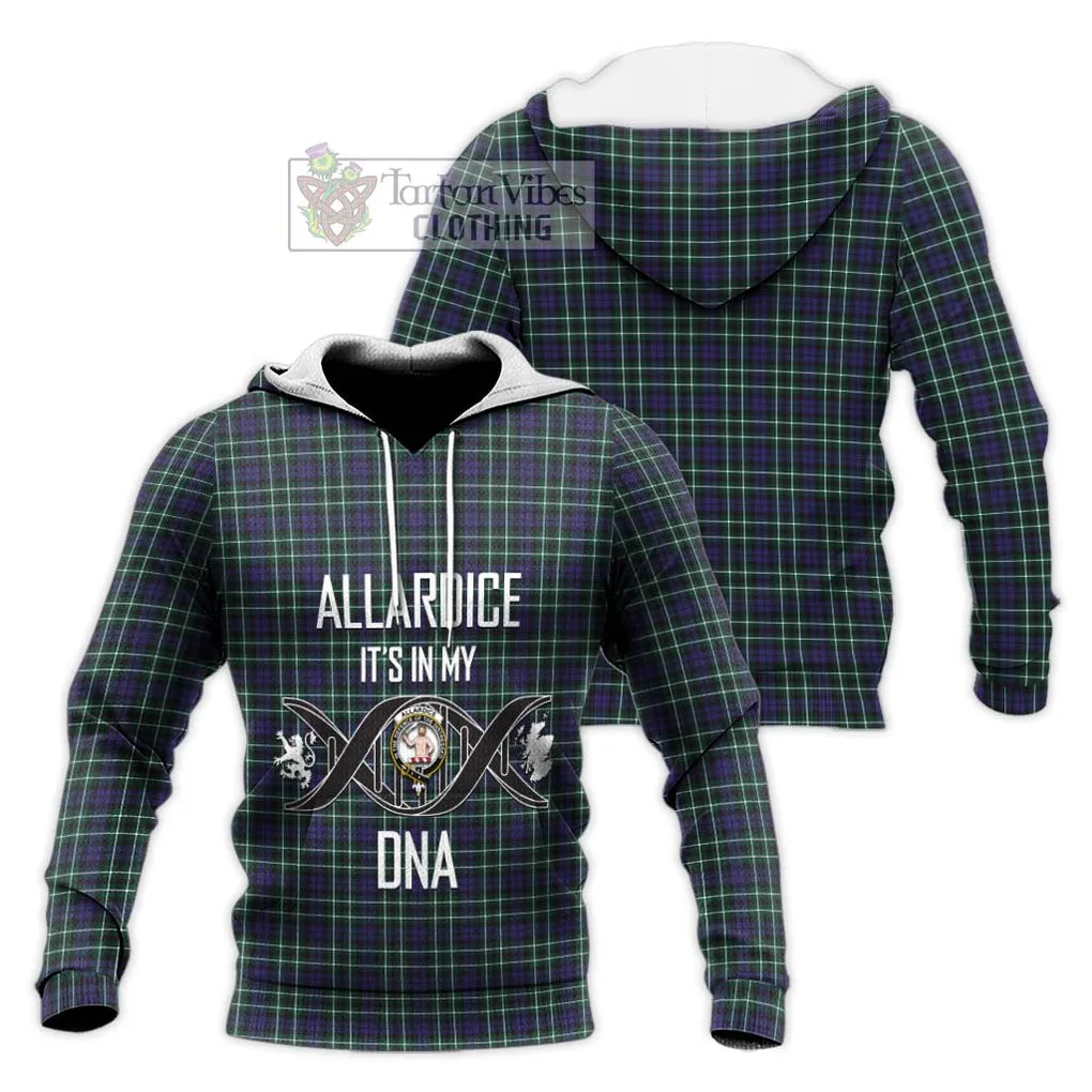 Allardice Tartan Knitted Hoodie with Family Crest DNA In Me Style