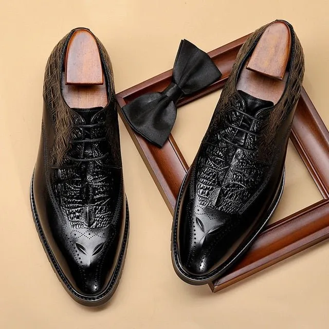 AlliLux Exotic Lace-Up Leather Dress Shoes