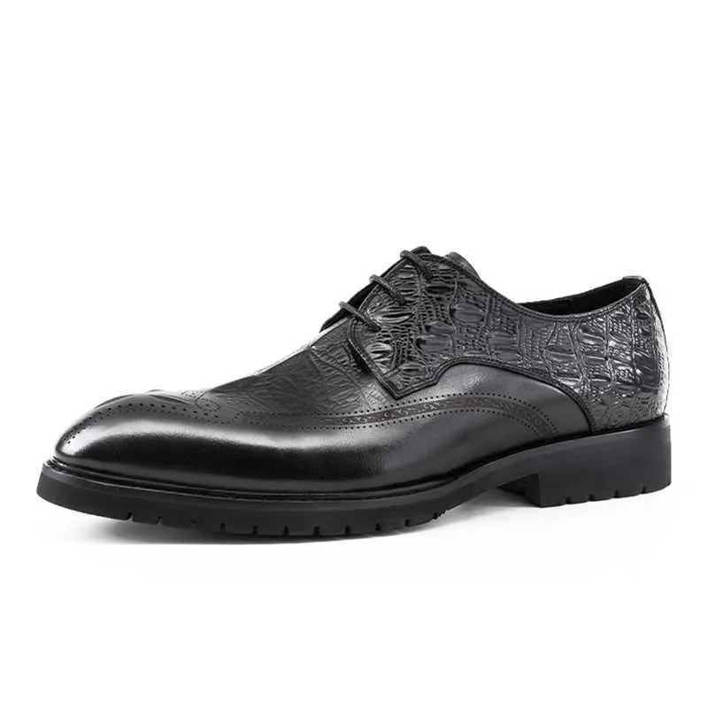 AlliLux Exotic Lace-Up Leather Dress Shoes