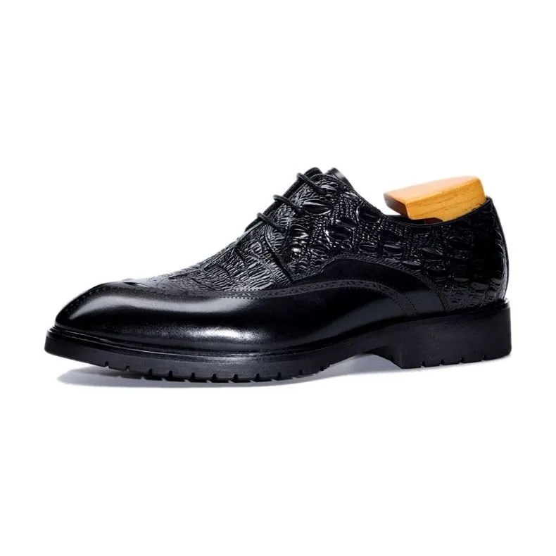 AlliLux Exotic Lace-Up Leather Dress Shoes