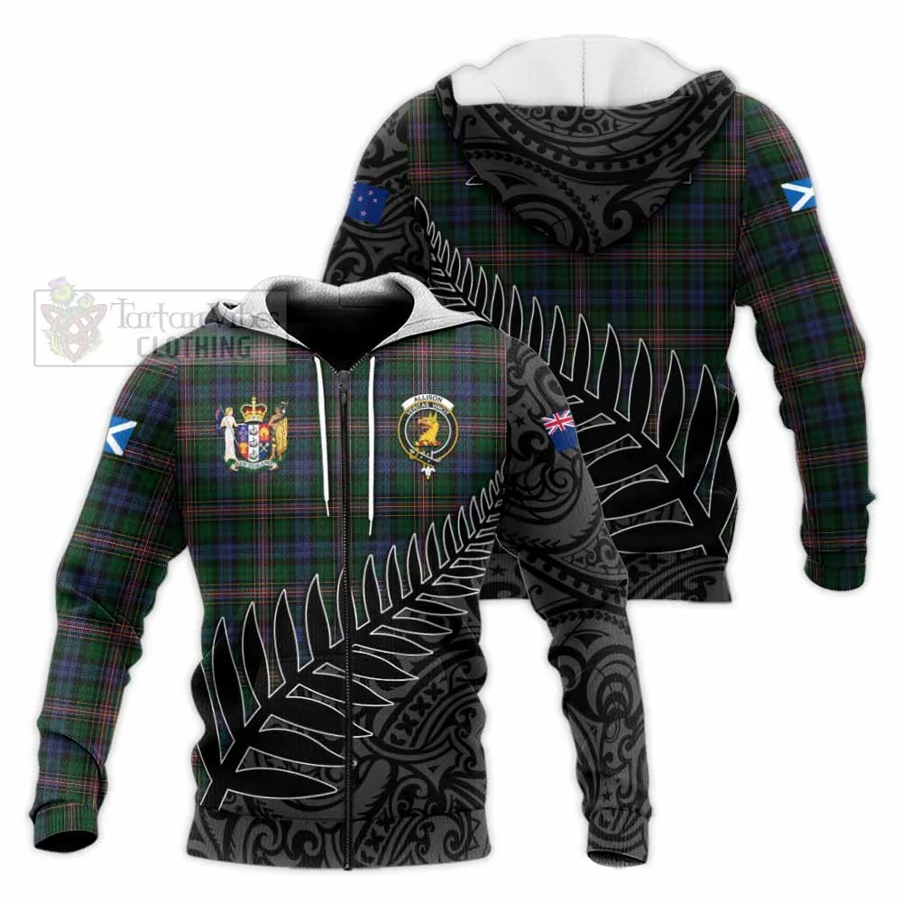 Allison Crest Tartan Knitted Hoodie with New Zealand Silver Fern Half Style