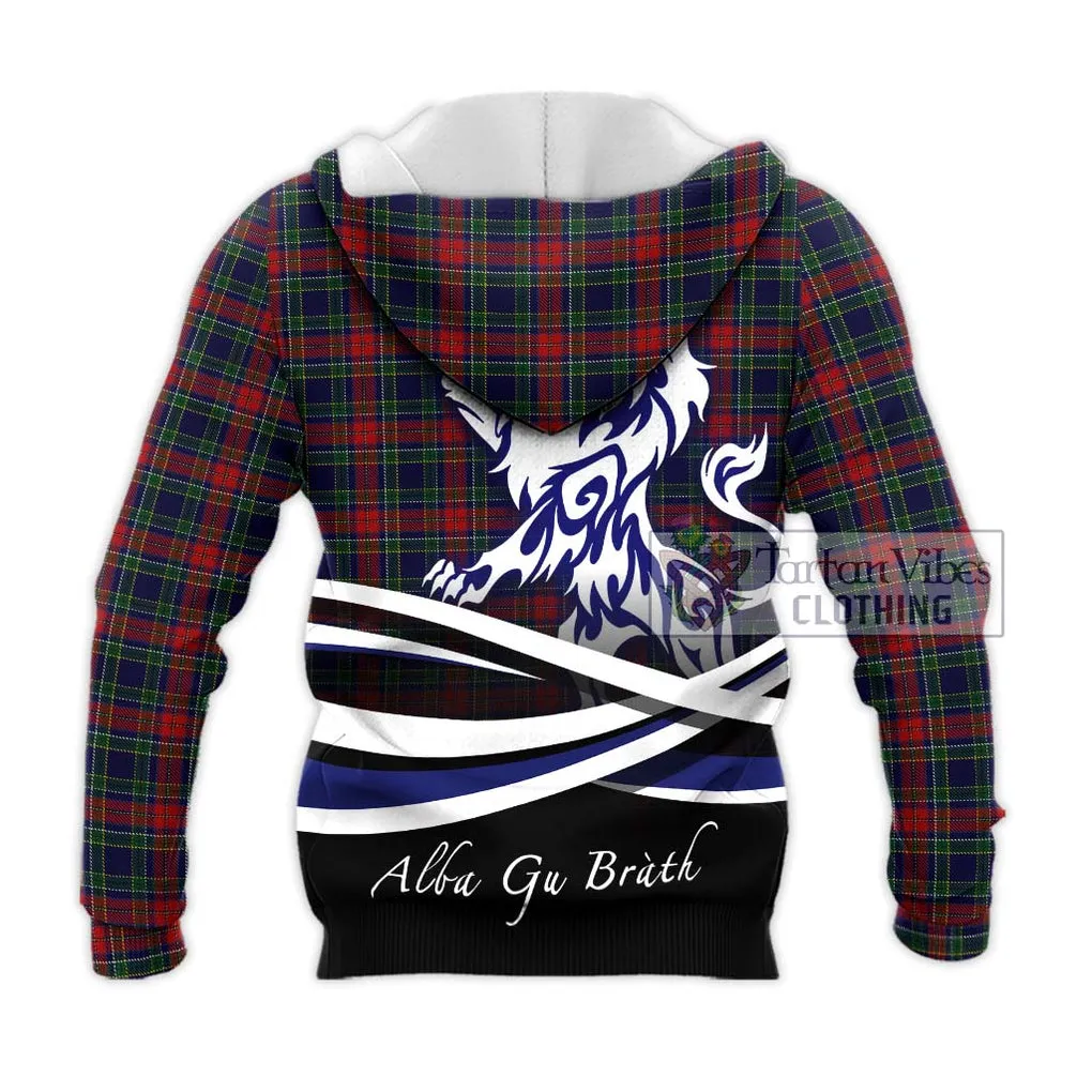 Allison Red Tartan Knitted Hoodie with Alba Gu Brath Regal Lion Emblem