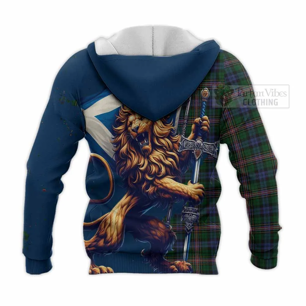 Allison Tartan Family Crest Knitted Hoodie with Scottish Majestic Lion