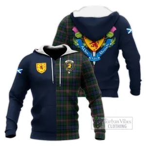 Allison Tartan Knitted Hoodie Alba with Scottish Lion Royal Arm Half Style