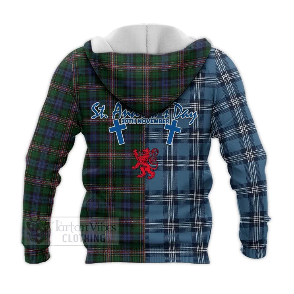 Allison Tartan Knitted Hoodie Happy St. Andrew's Day Half Tartan Style