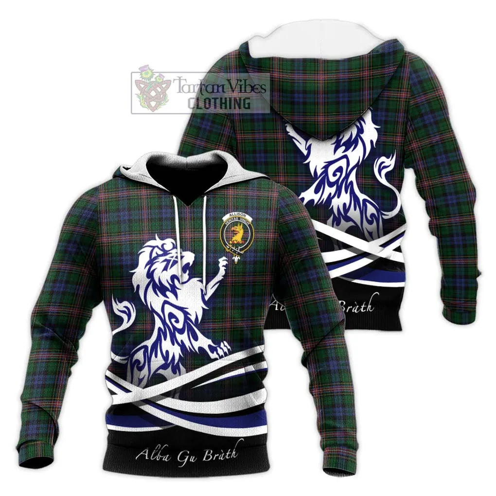 Allison Tartan Knitted Hoodie with Alba Gu Brath Regal Lion Emblem