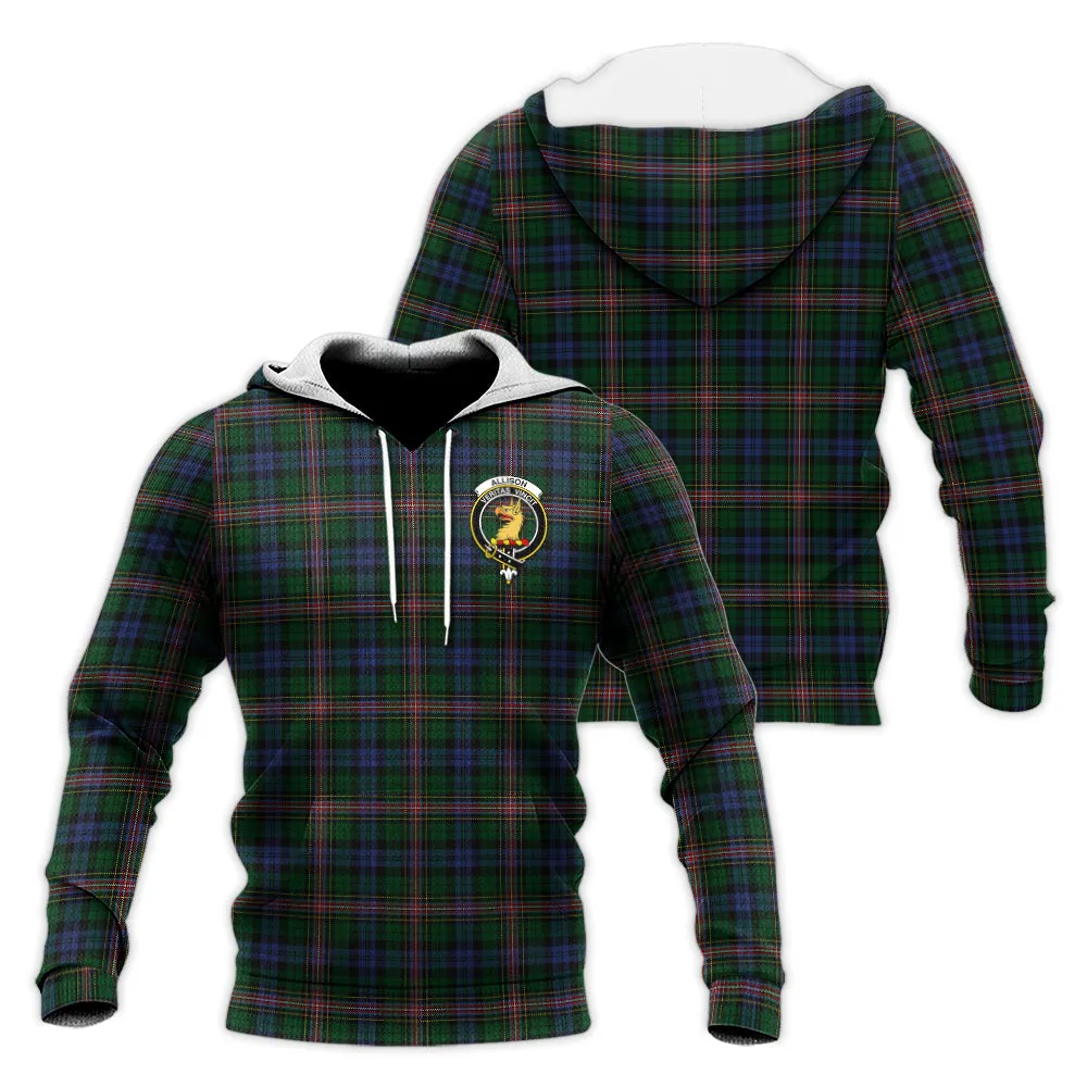 Allison Tartan Knitted Hoodie with Family Crest