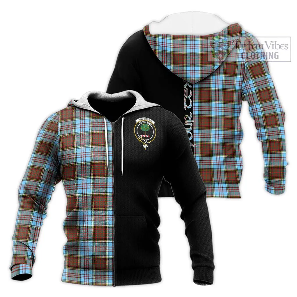 Anderson Ancient Tartan Knitted Hoodie with Family Crest and Half Of Me Style