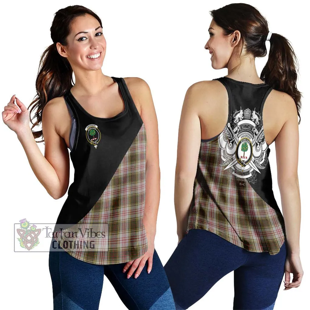 Anderson Dress Tartan Women's Racerback Tanks with Family Crest and Military Logo Style