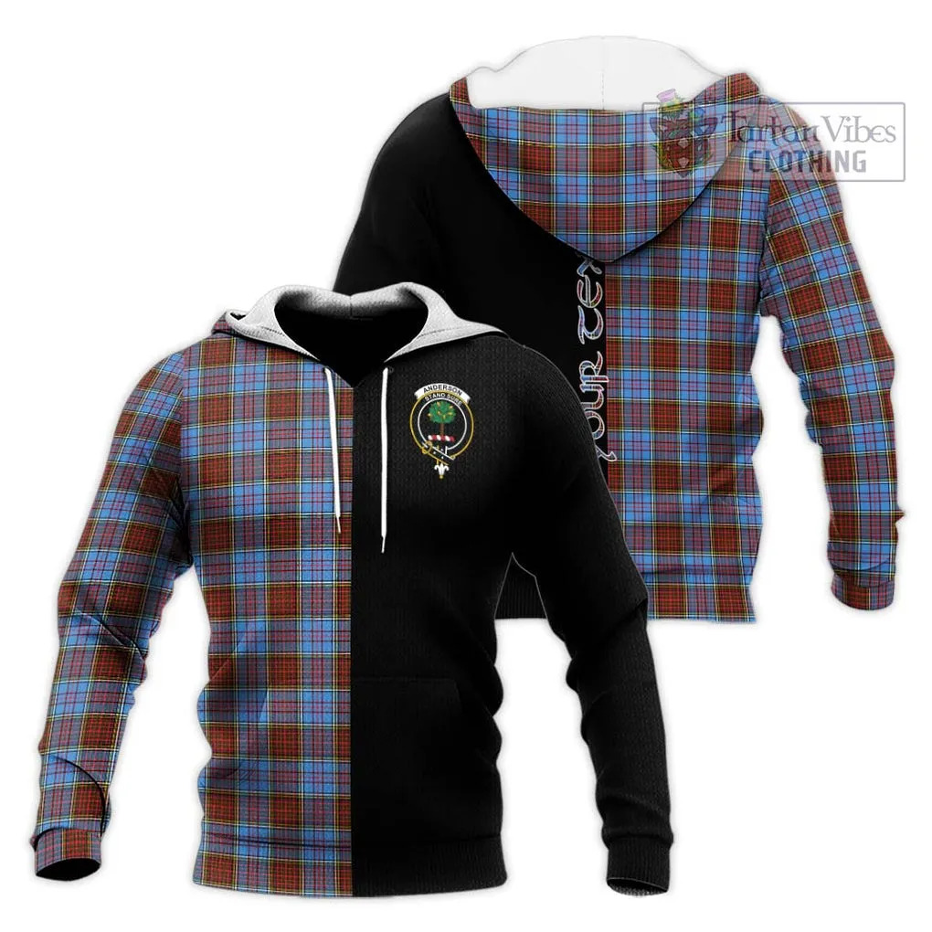 Anderson Modern Tartan Knitted Hoodie with Family Crest and Half Of Me Style