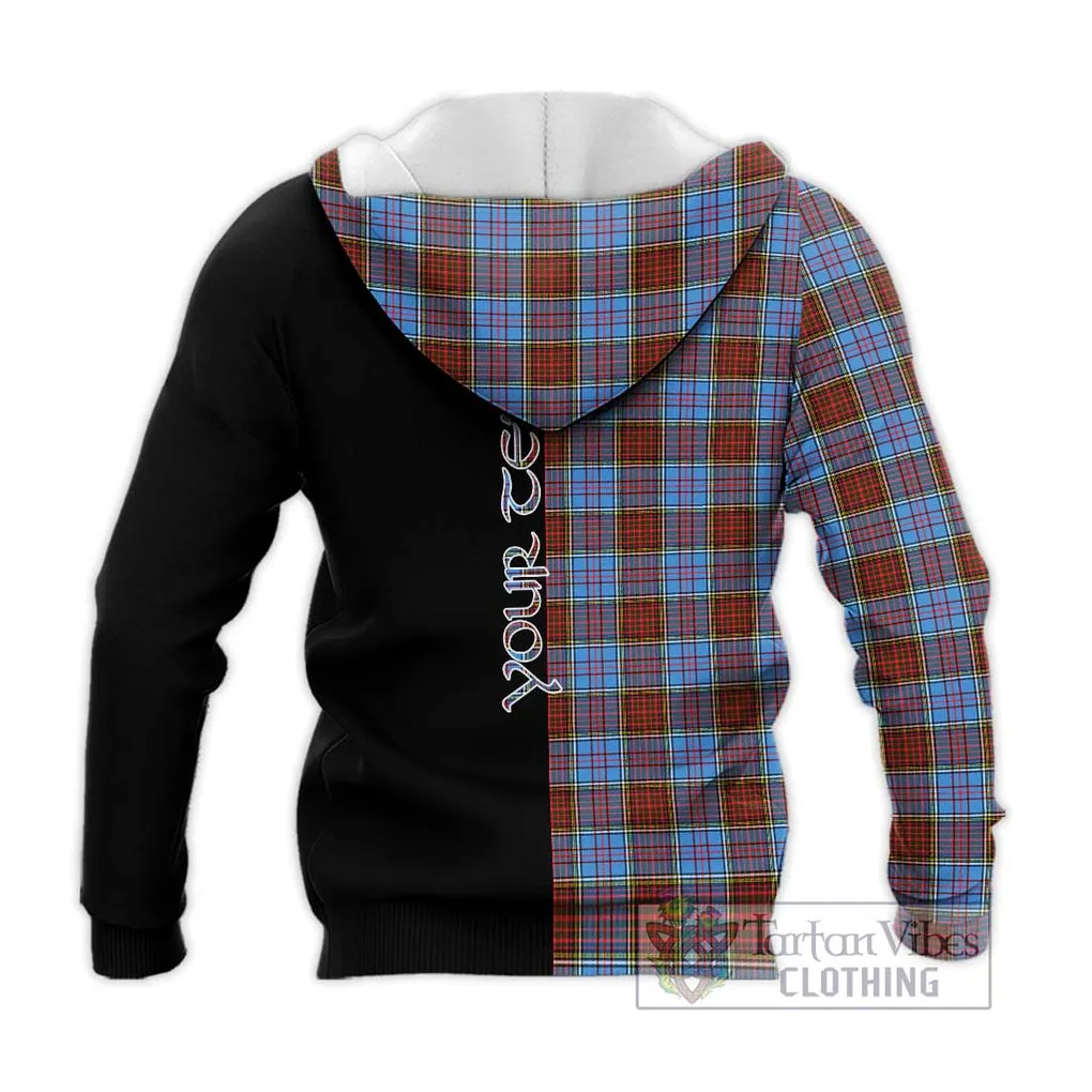 Anderson Modern Tartan Knitted Hoodie with Family Crest and Half Of Me Style