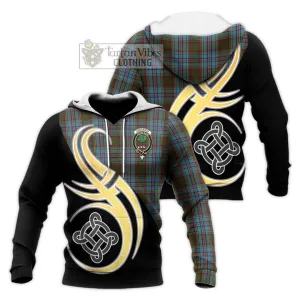 Anderson Tartan Knitted Hoodie with Family Crest and Celtic Symbol Style