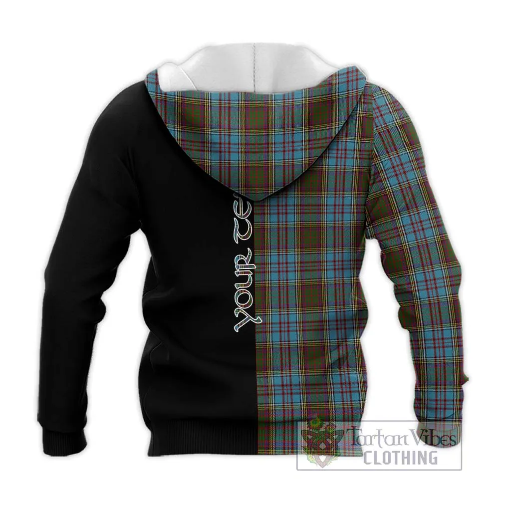 Anderson Tartan Knitted Hoodie with Family Crest and Half Of Me Style