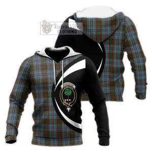 Anderson Tartan Knitted Hoodie with Family Crest Circle Style