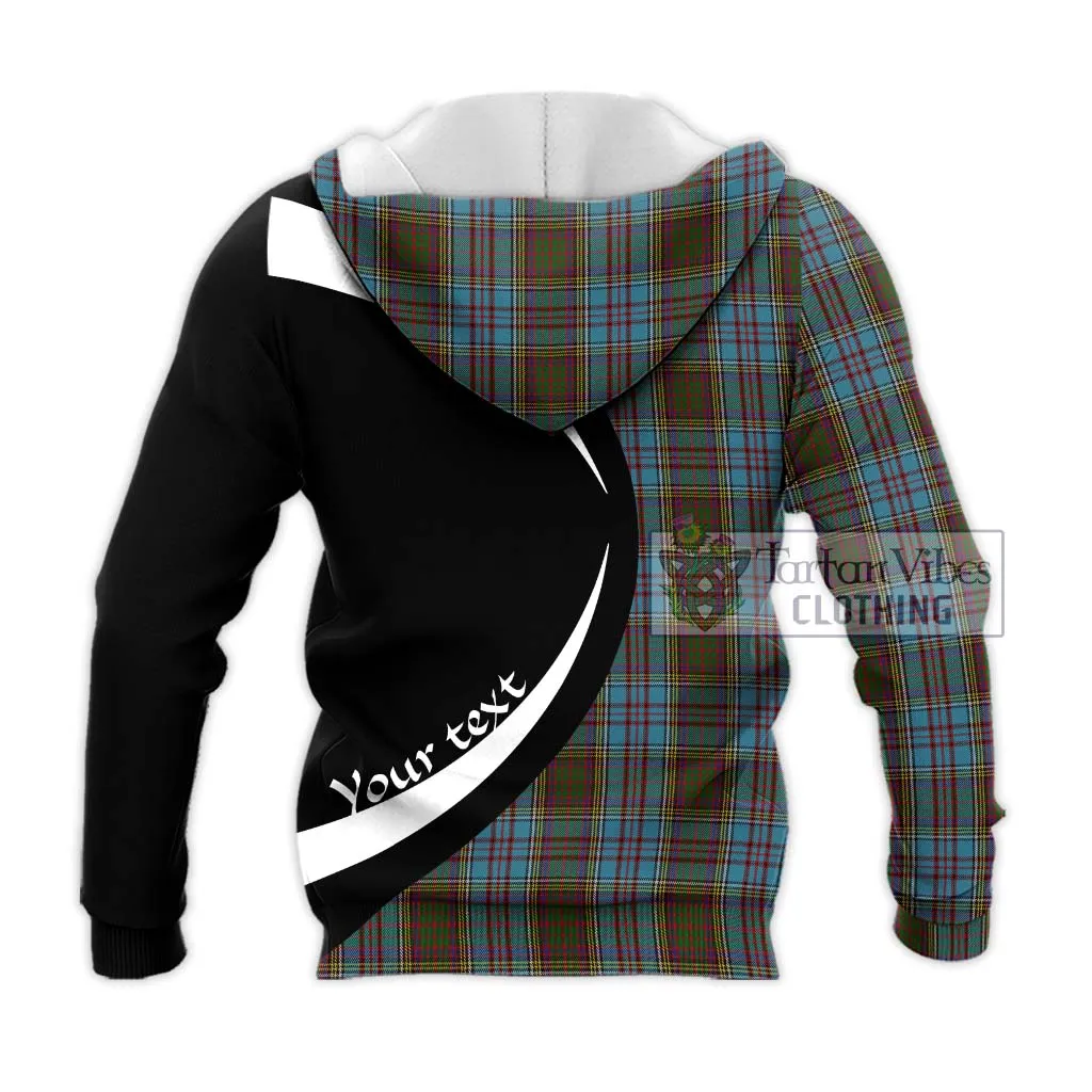 Anderson Tartan Knitted Hoodie with Family Crest Circle Style