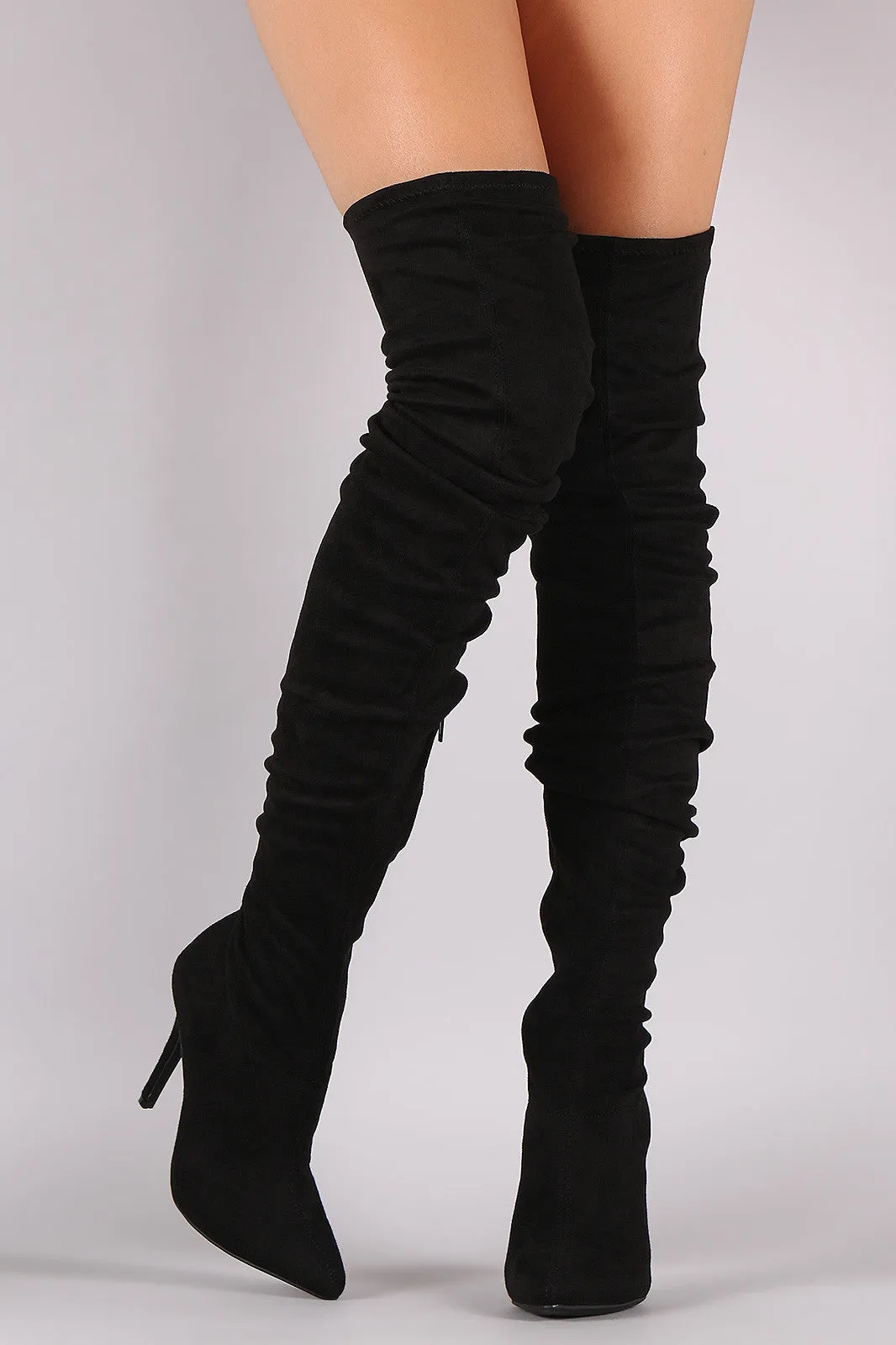 Anne Michelle Suede Slouchy Pointy Toe Stiletto Boots