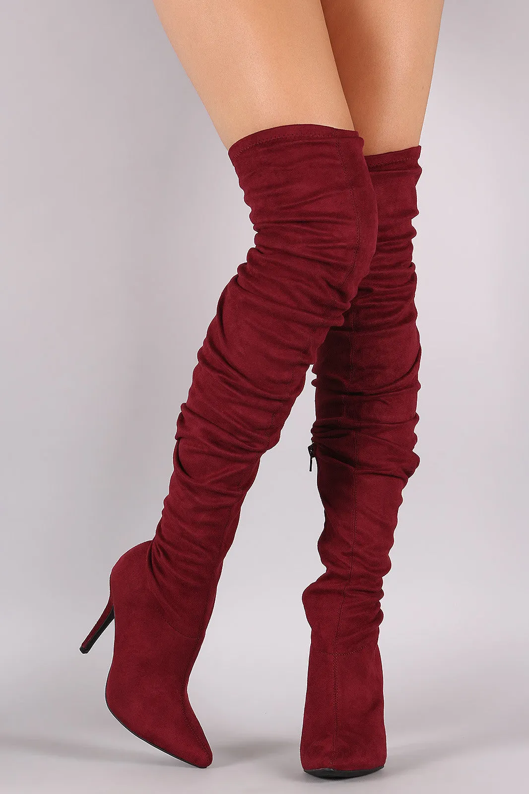 Anne Michelle Suede Slouchy Pointy Toe Stiletto Boots