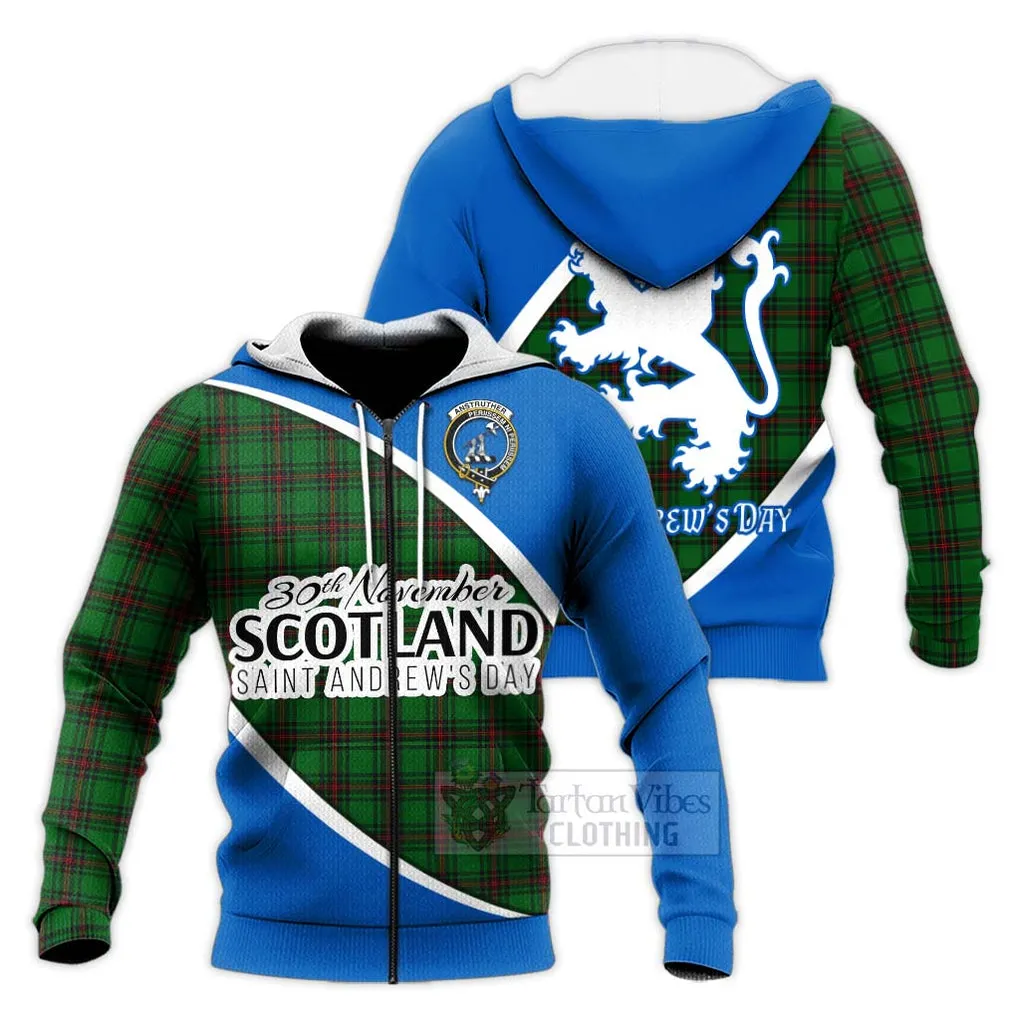 Anstruther Family Crest Tartan Knitted Hoodie Celebrate Saint Andrew's Day in Style