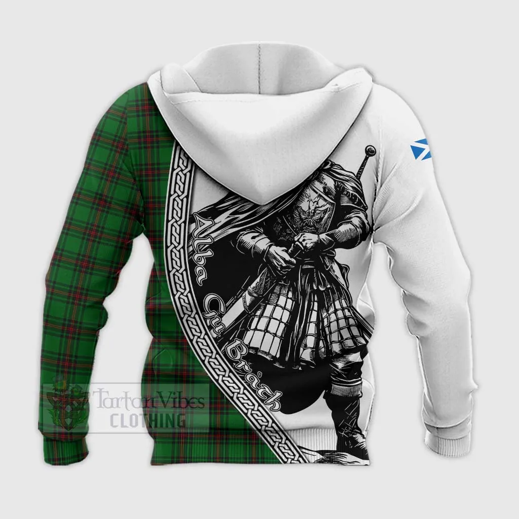 Anstruther Tartan Clan Crest Knitted Hoodie with Highlander Warrior Celtic Style