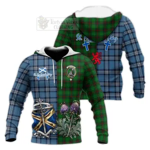 Anstruther Tartan Knitted Hoodie Happy St. Andrew's Day Half Tartan Style