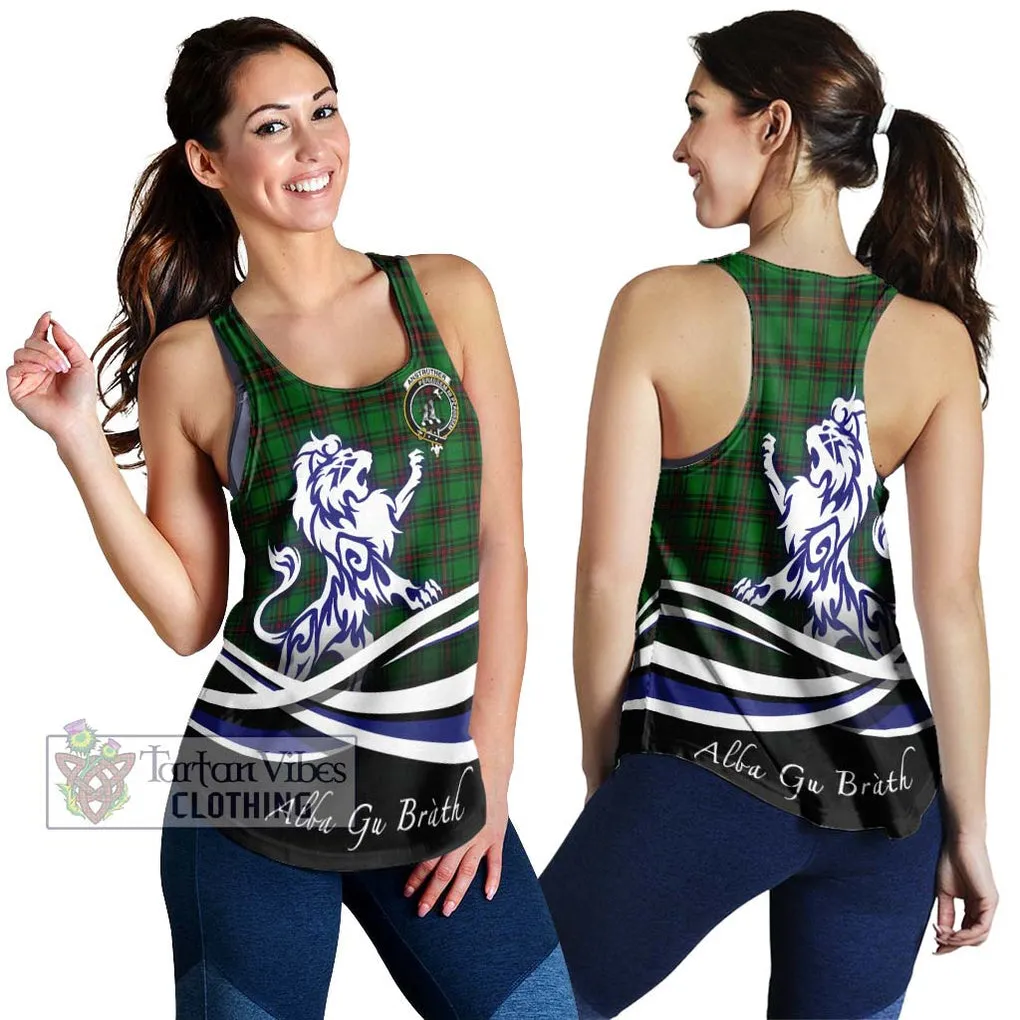 Anstruther Tartan Women's Racerback Tanks with Alba Gu Brath Regal Lion Emblem