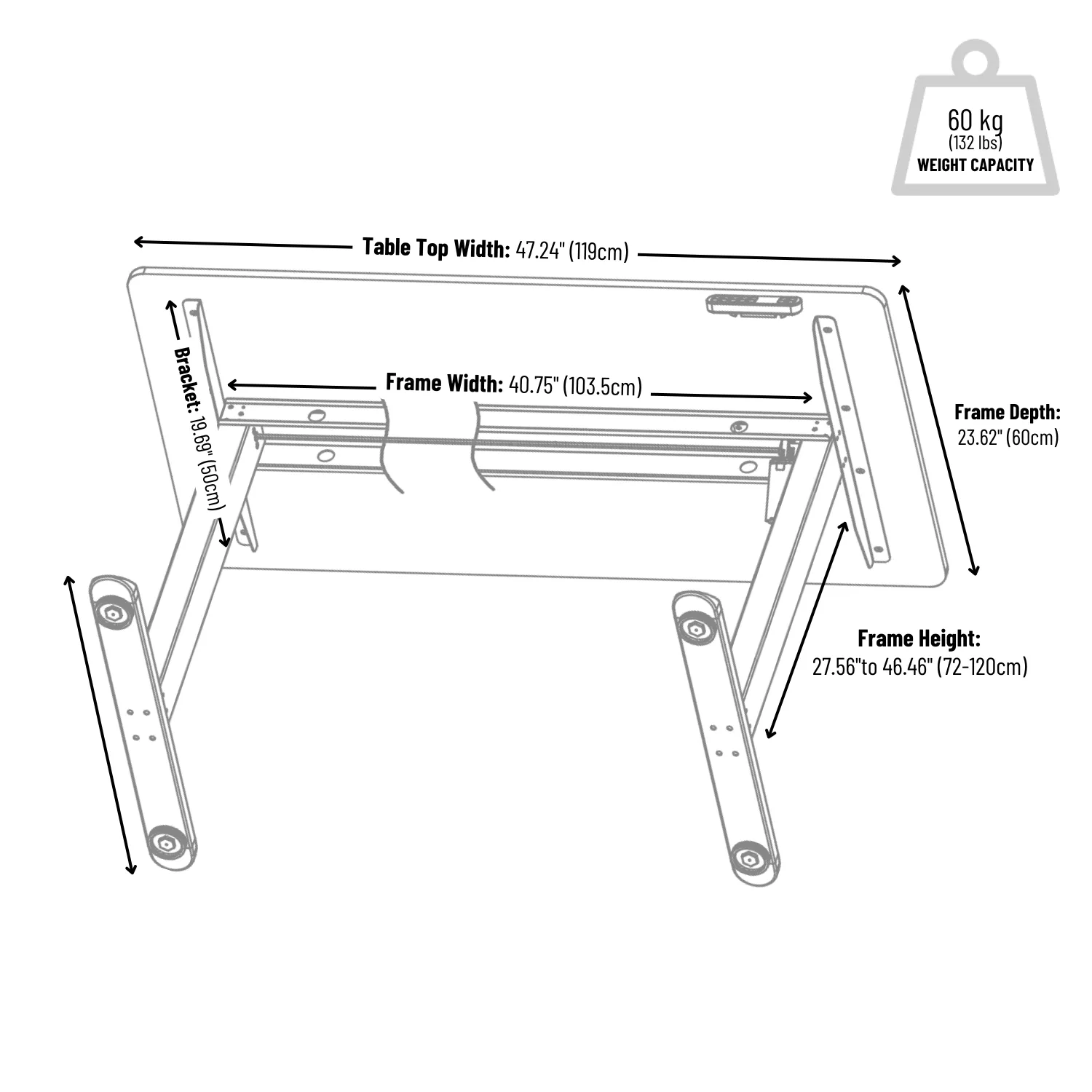 AnthroDesk Sit to Stand Height Adjustable Programmable Standing Desk Workstation with Table Top