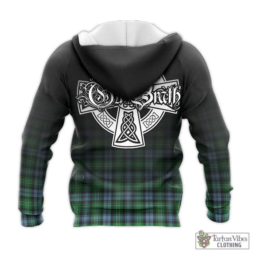 Arbuthnot Ancient Tartan Knitted Hoodie Featuring Alba Gu Brath Family Crest Celtic Inspired