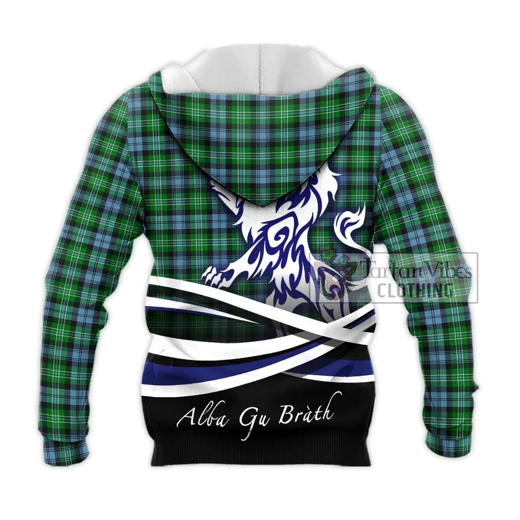 Arbuthnot Ancient Tartan Knitted Hoodie with Alba Gu Brath Regal Lion Emblem